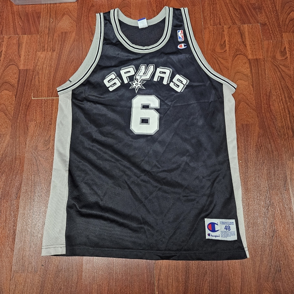 Champion Avery Johnson Black and Gray San Antonio Spurs Jersey Size 48